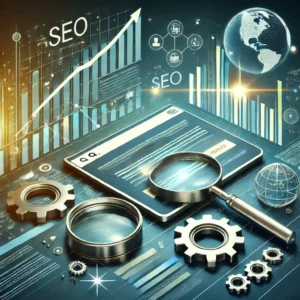 DALL·E 2024 08 10 12.15.41 A visually striking image representing SEO Search Engine Optimization. The image should feature a search engine result page SERP with a highlight 1